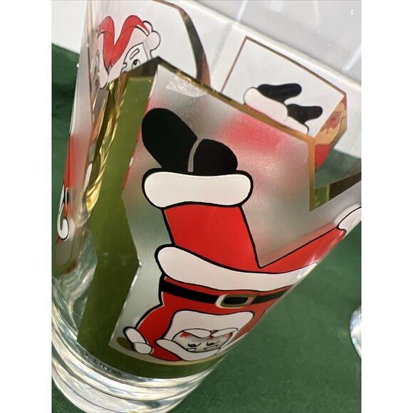 Culver Signed Santa Gold JOY Highball Glasses G. Litvak Set Of 4 - Picture 10 of 11